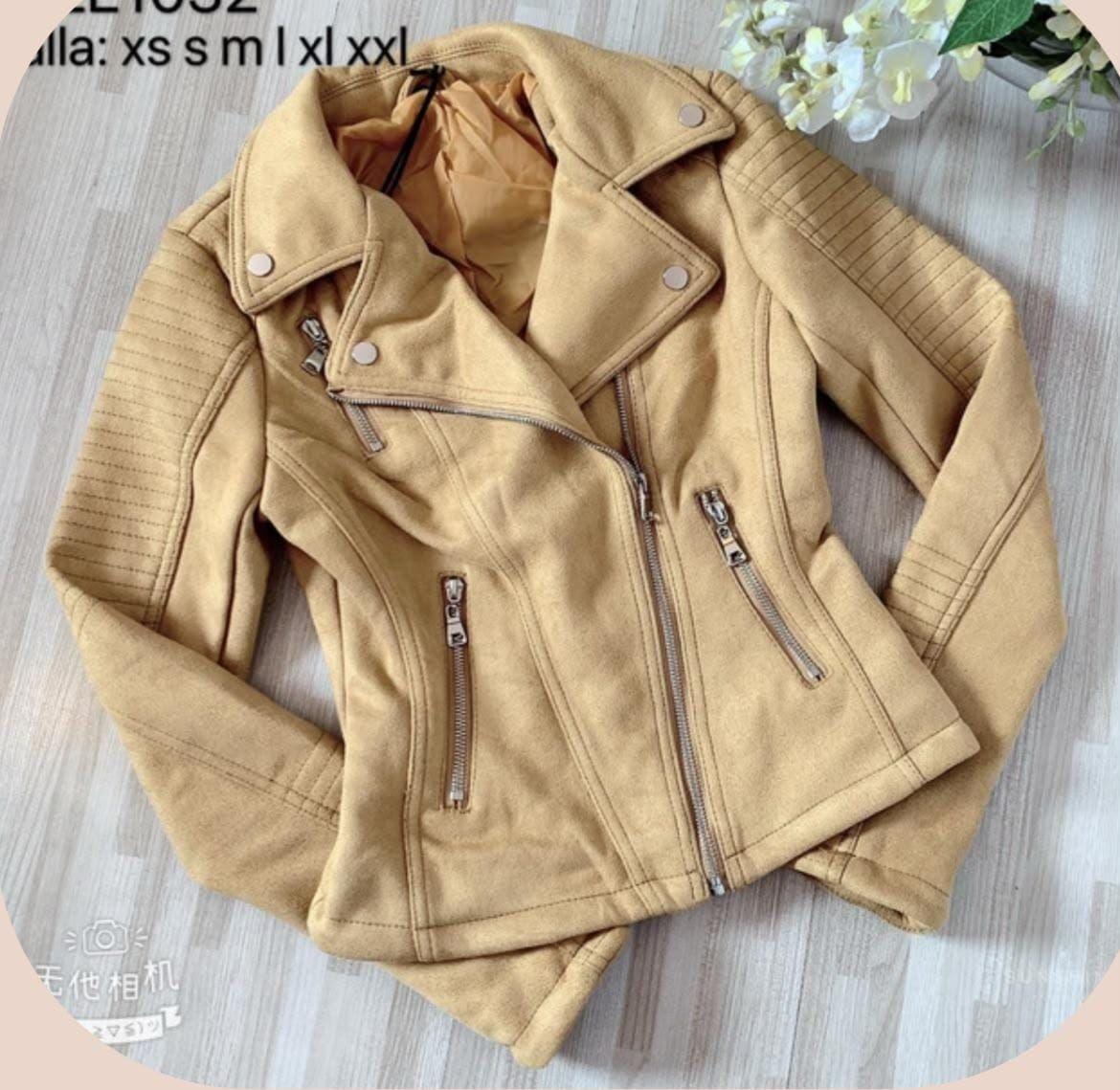 Chaqueta Mujer Color Camel Mostaza-3