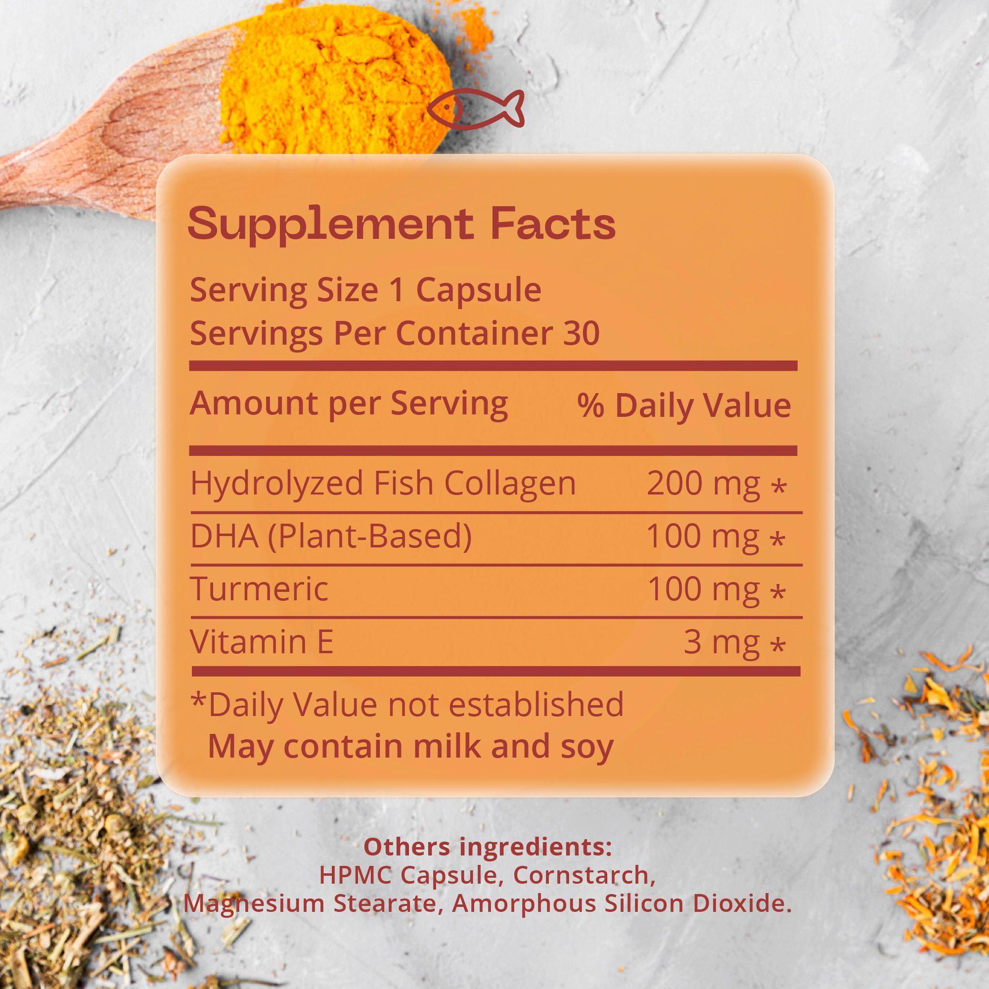 Colágeno Marino + DHA + Curcuma Sumplemento 30 Cápsulas-1