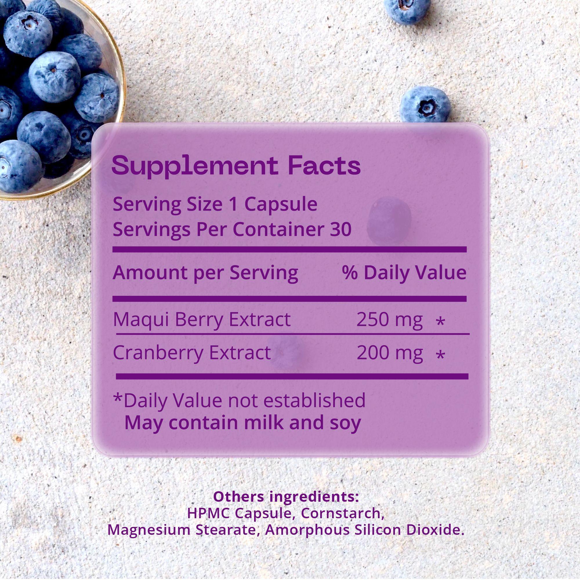 Maqui Cranberry Anitoxidante Suplemento Vegano 30 Cápsulas-1