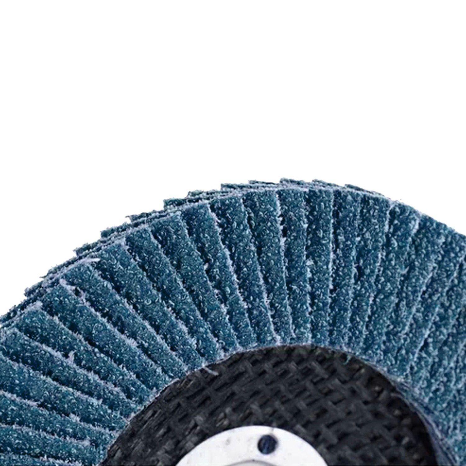 Pack 10 Disco Azul Lija Flap Traslapados 4 1/2 Acero Metal Grano 80, Marca Flovi-2