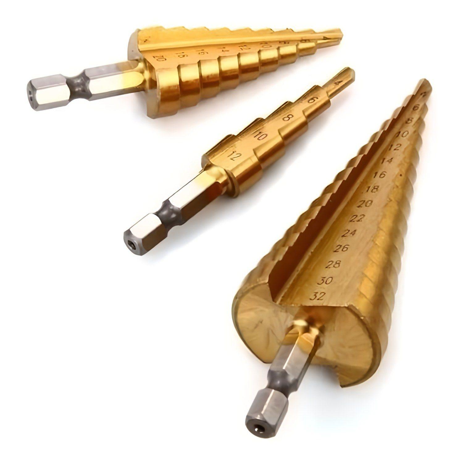 Brocas Cónicas Paso A Paso 3 Unidades 4 A 32 Mm, Marca Flovi-0