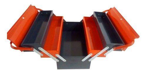 Caja Herramientas Metálica Articulada Color Naranja y Gris-2