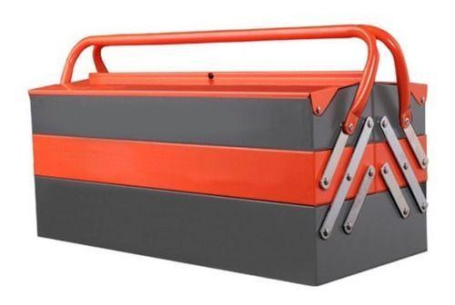 Caja Herramientas Metálica Articulada Color Naranja y Gris-3
