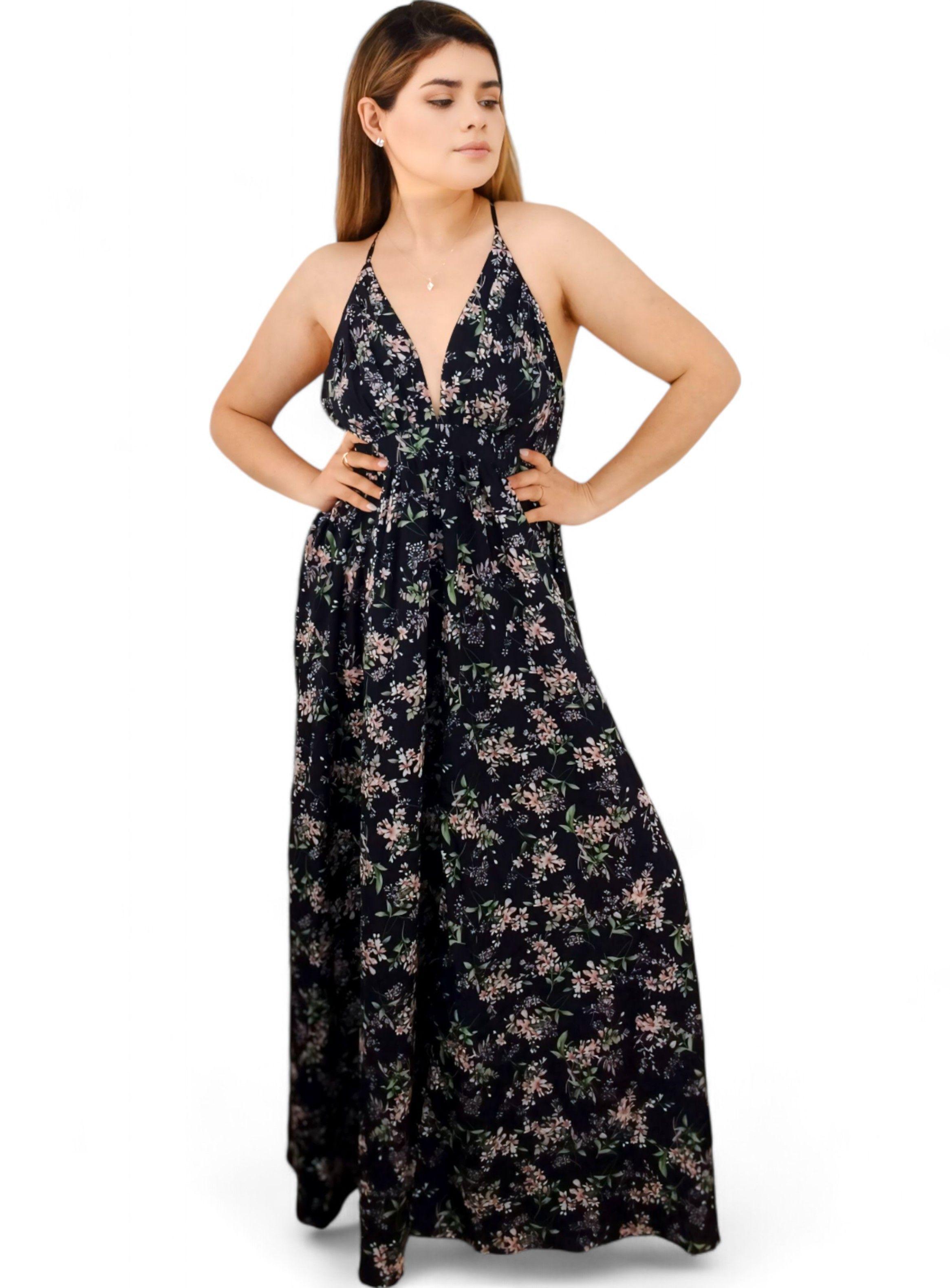 Vestido Maxi Largo Azul floreado -2