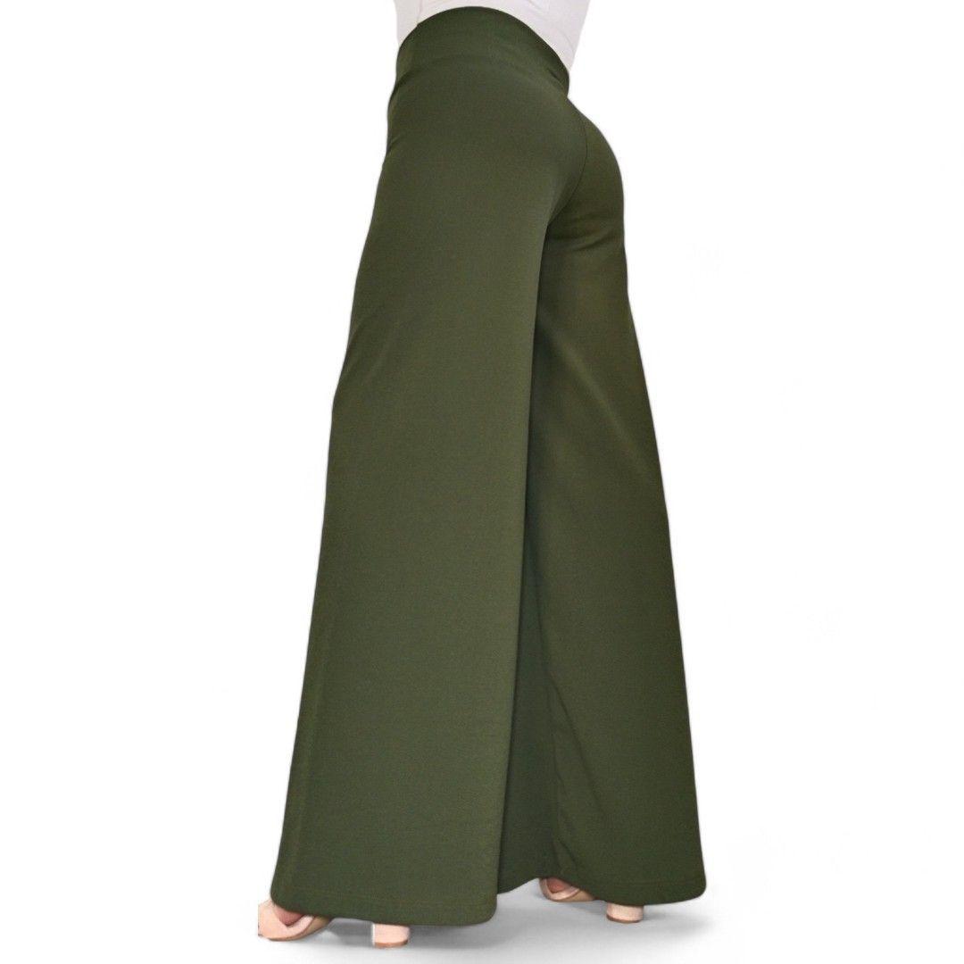 Pantalon palazzo flared Verde oscuro -2