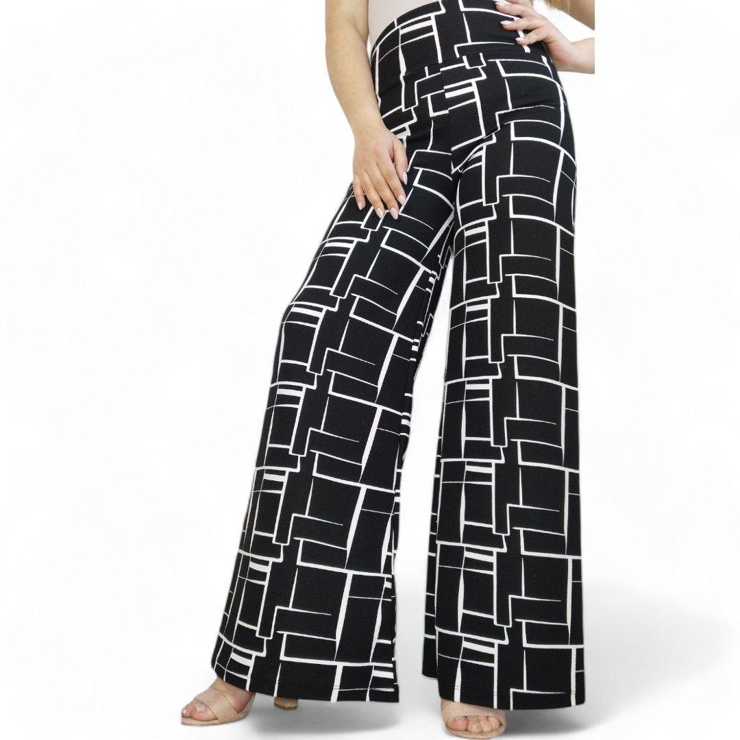 Pantalon palazzo flared negro -0