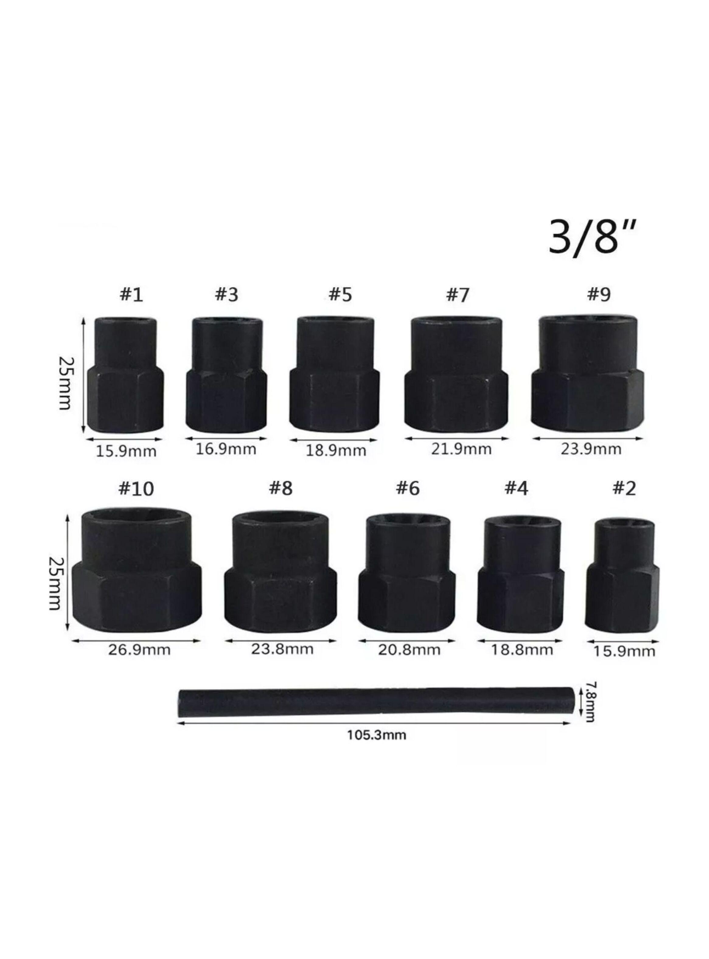 Set Dados Extractores Pernos Y Tuercas Rodadas 9 A 19mm-2