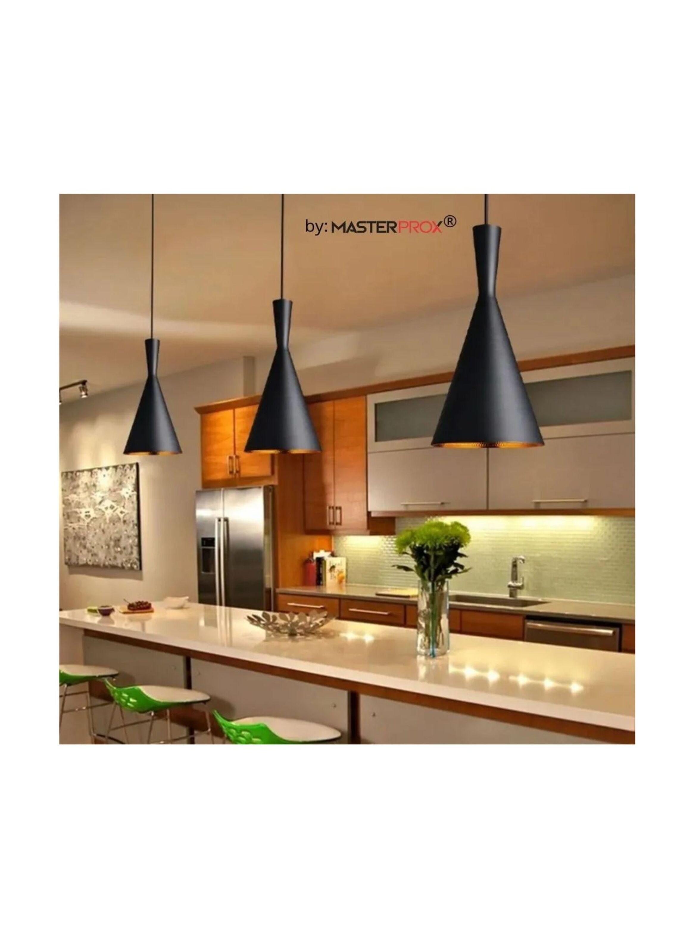 Lampara Colgante Moderna Modelo Cono 07 Negra-2