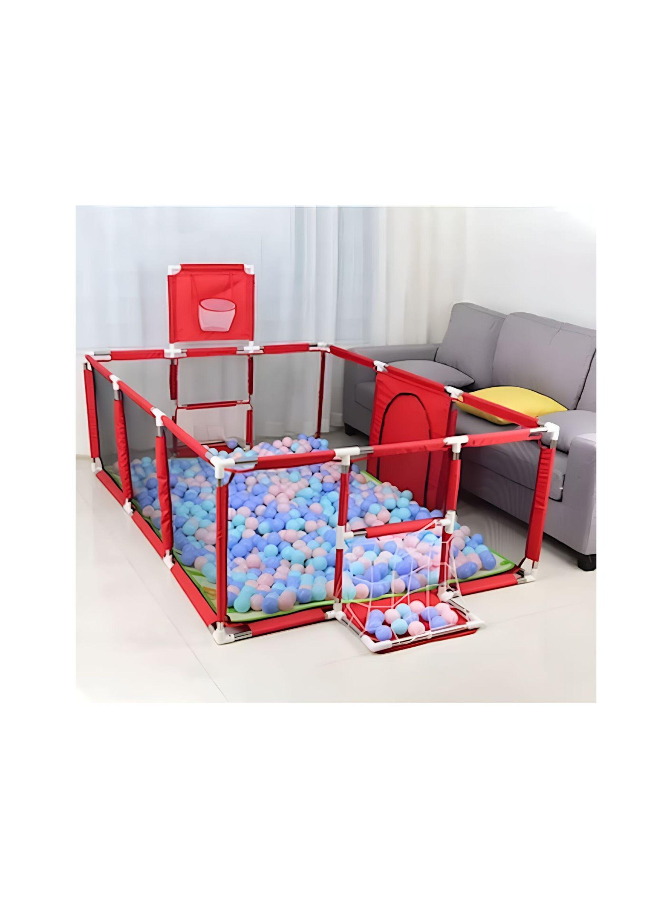 Corral Seguridad Bebes Con Aro De Basket 180cm Rojo-1