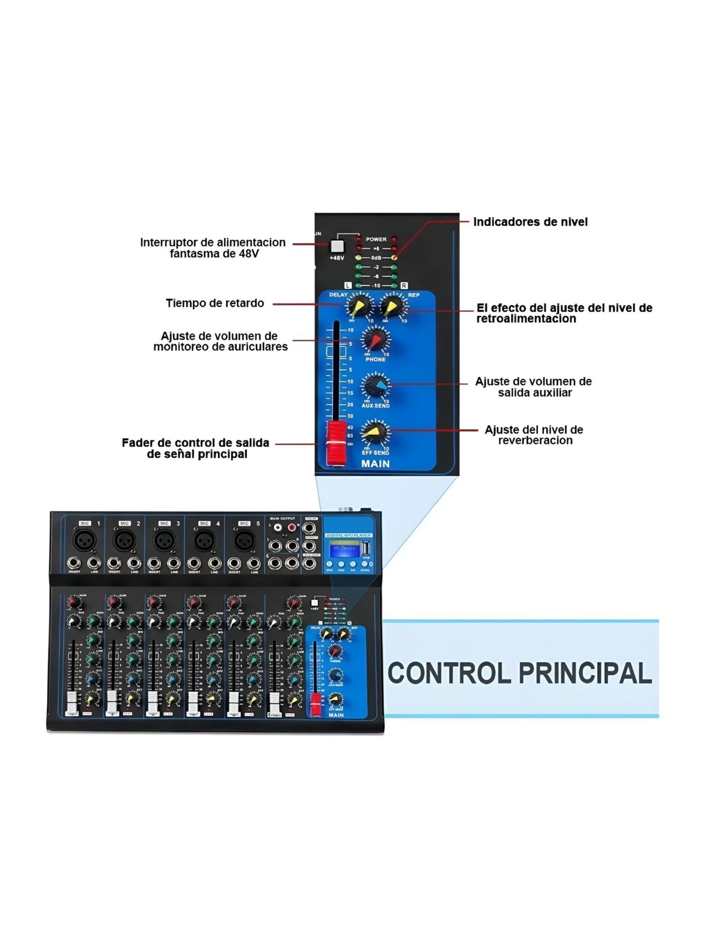 Consola Mezcladora De Audio Portátil 7 Canales-1