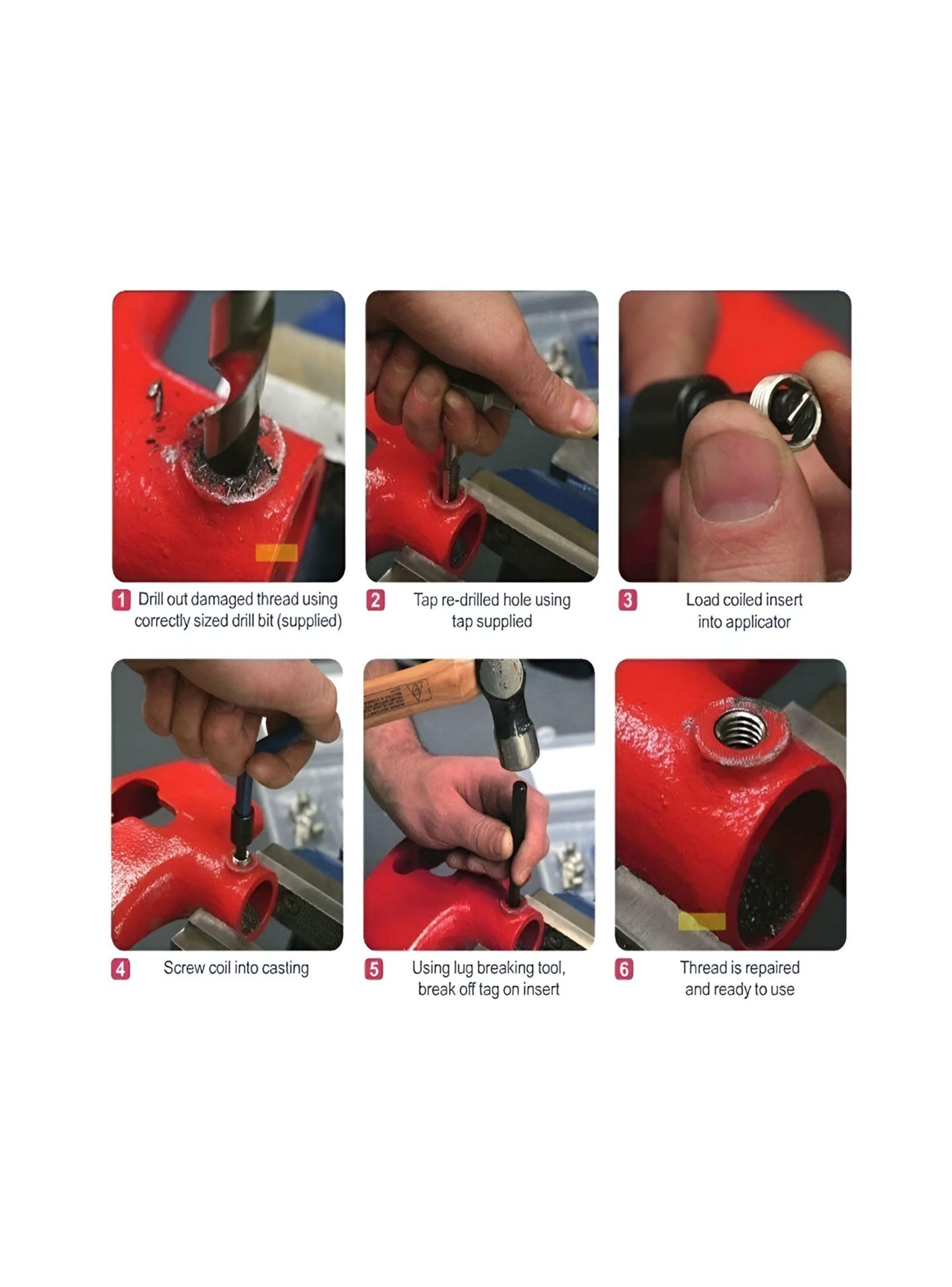 Kit 131 Insertos Helicoil Reparacion Hilos Dañados-2