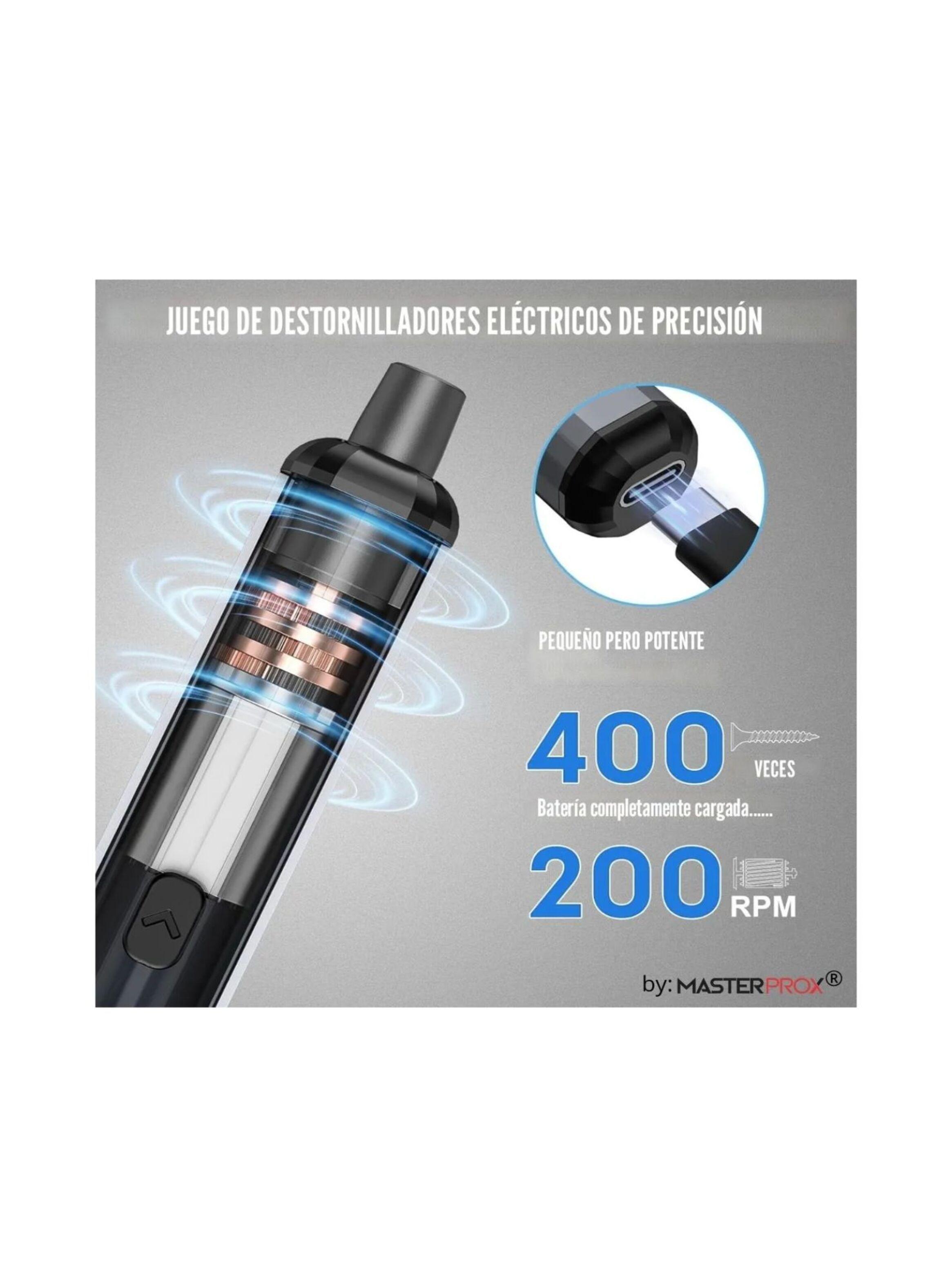 Mini Destornillador Y Atornillador Electrico Inalambrico Recargable 68 En 1 Puntas Magneticas Gris-2