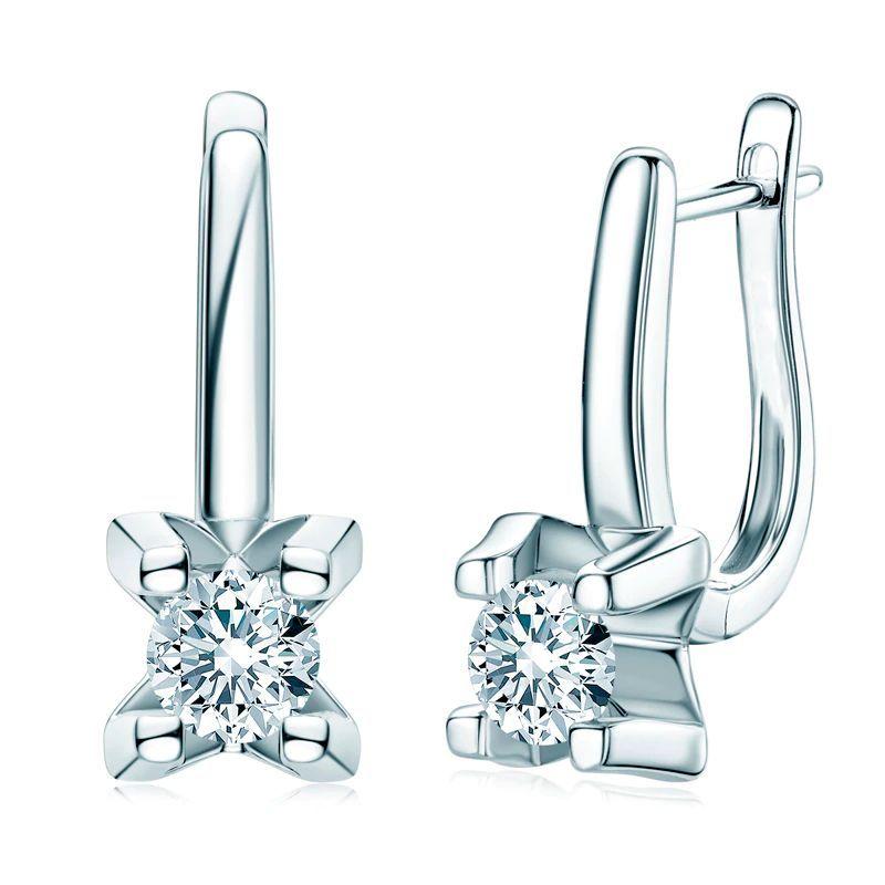 Aros huggies con brillante de moissanita de 0.5 ct-0