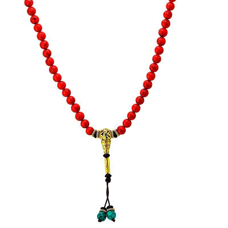 Collar budista de jaspe rojo natural-0