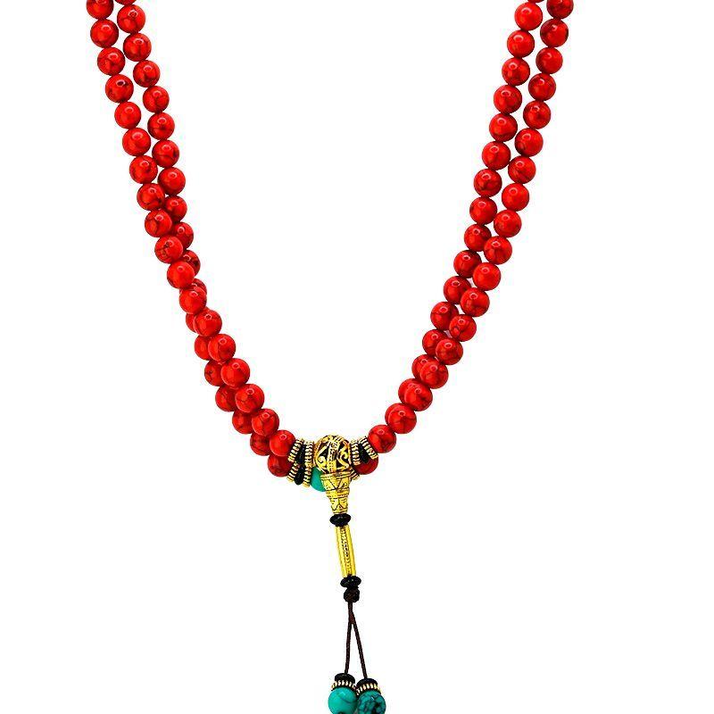Collar budista de jaspe rojo natural-1