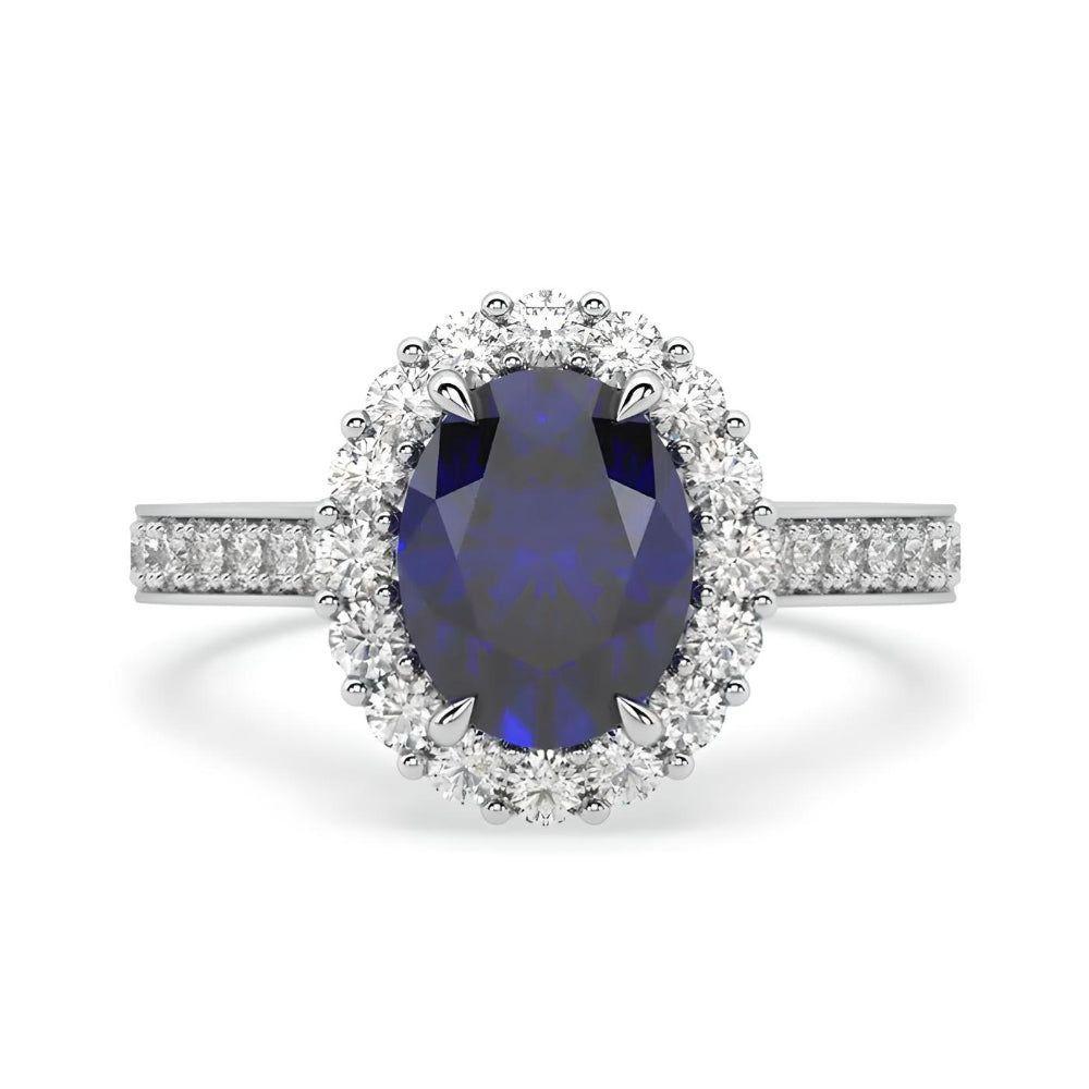 Clásico Anillo de compromiso con zafiro oval natural-0