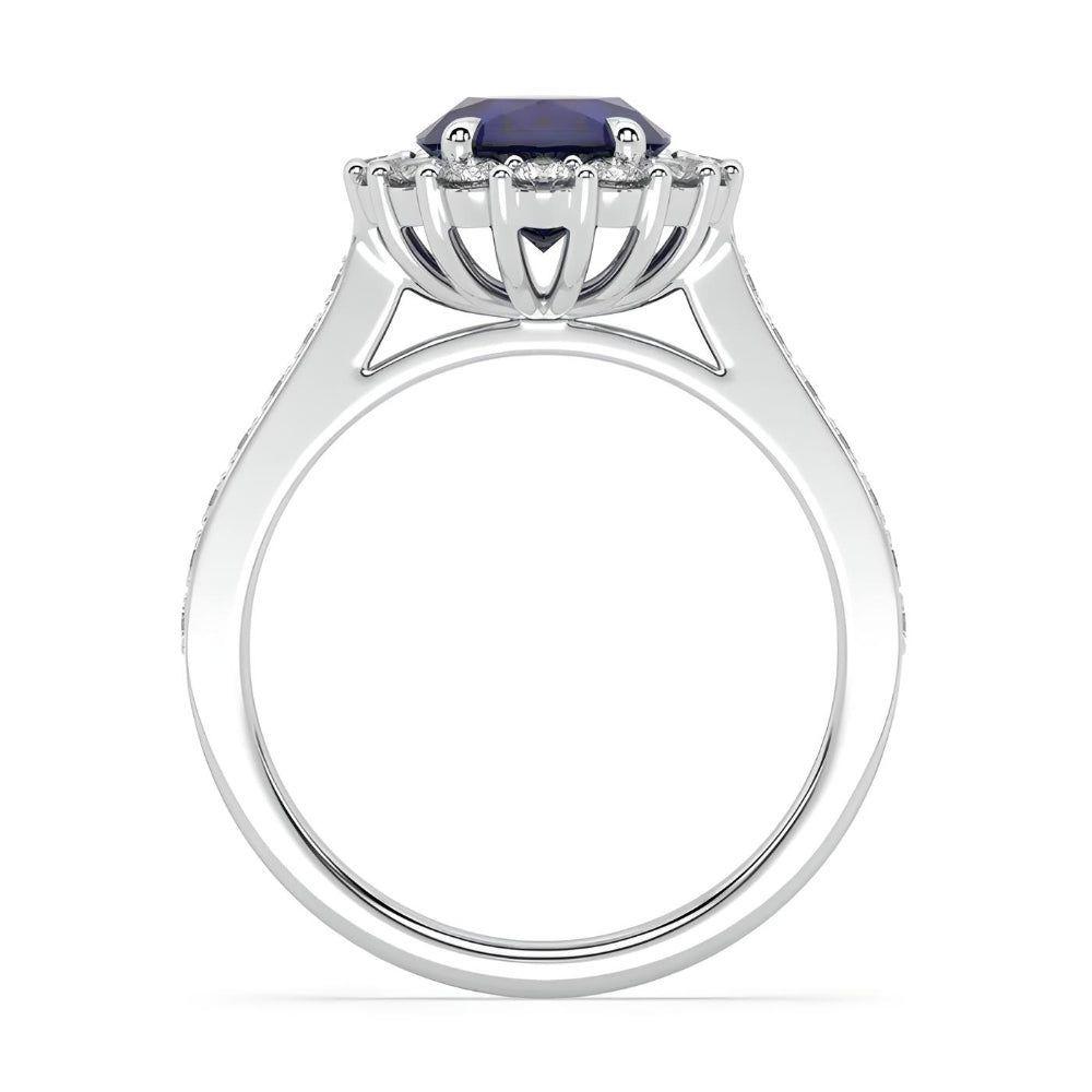 Clásico Anillo de compromiso con zafiro oval natural-1