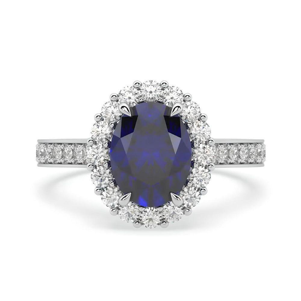 Clásico Anillo de compromiso con zafiro oval natural-0