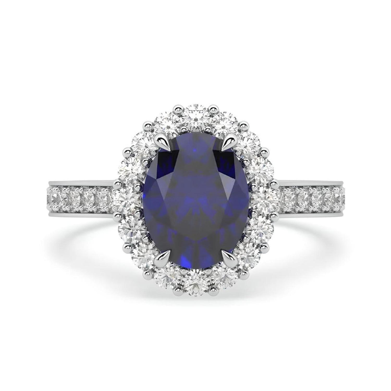 Clásico Anillo de compromiso con zafiro oval natural-0