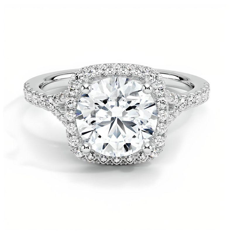 Anillo de compromiso de plata rodinada con moissanita de 3ct con halo-0