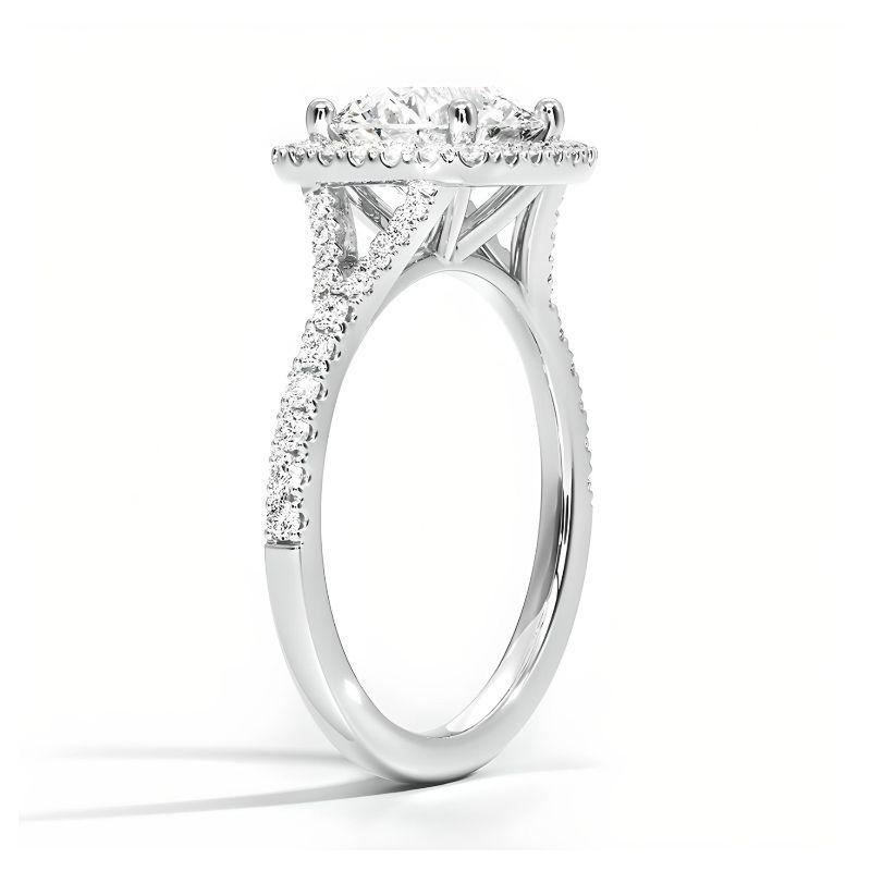 Anillo de compromiso de plata rodinada con moissanita de 3ct con halo-1
