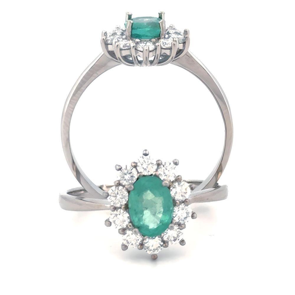 ANILLO DE COMPROMISO EN PLATA RODINADA PARA MUJER BOOMZAIR CON ESMERALDA NATURAL Y MOISSANITAS-0