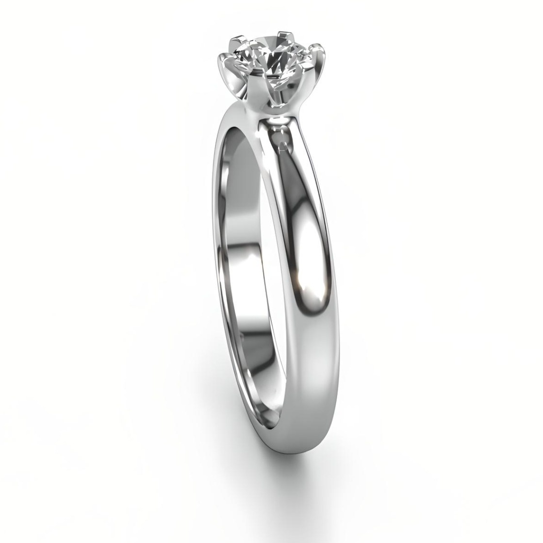 ANILLO DE COMPROMISO SOLITARIO BOOMZAIR CON MOISSANITA REDONDA 1.0 CT PLATA LEY RODINADA-1