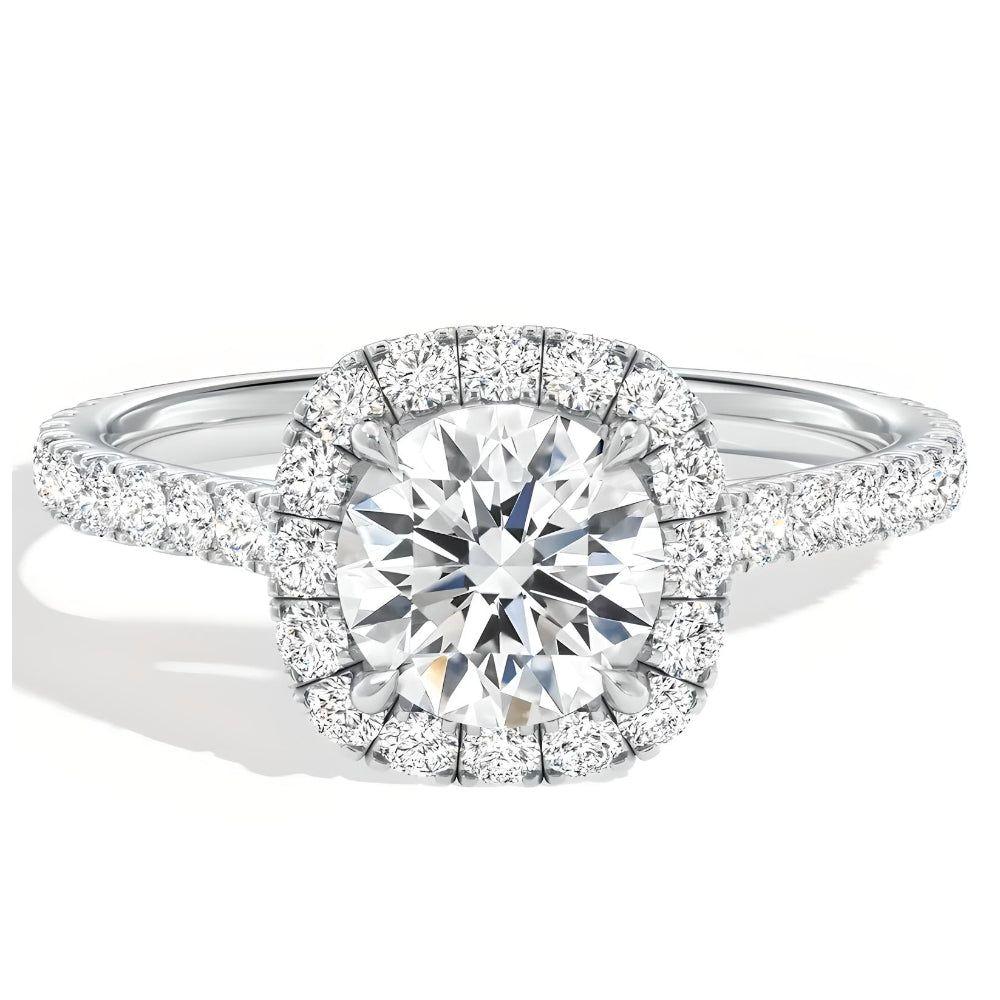 ANILLO BOOMZAIR MOISSANITA 1.0 CT HALO COJÍN VVS1 D PLATA LEY RODINADA-0