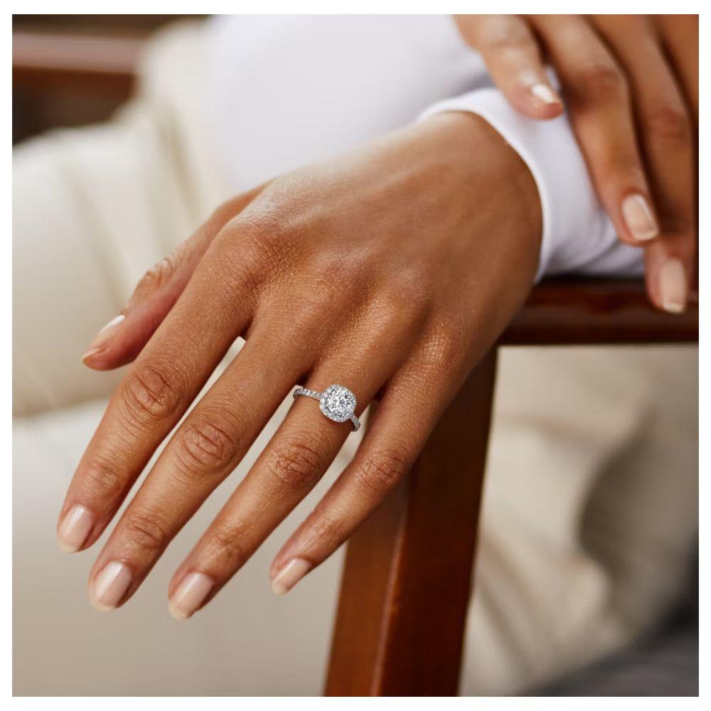 ANILLO BOOMZAIR MOISSANITA 1.0 CT HALO COJÍN VVS1 D PLATA LEY RODINADA-5