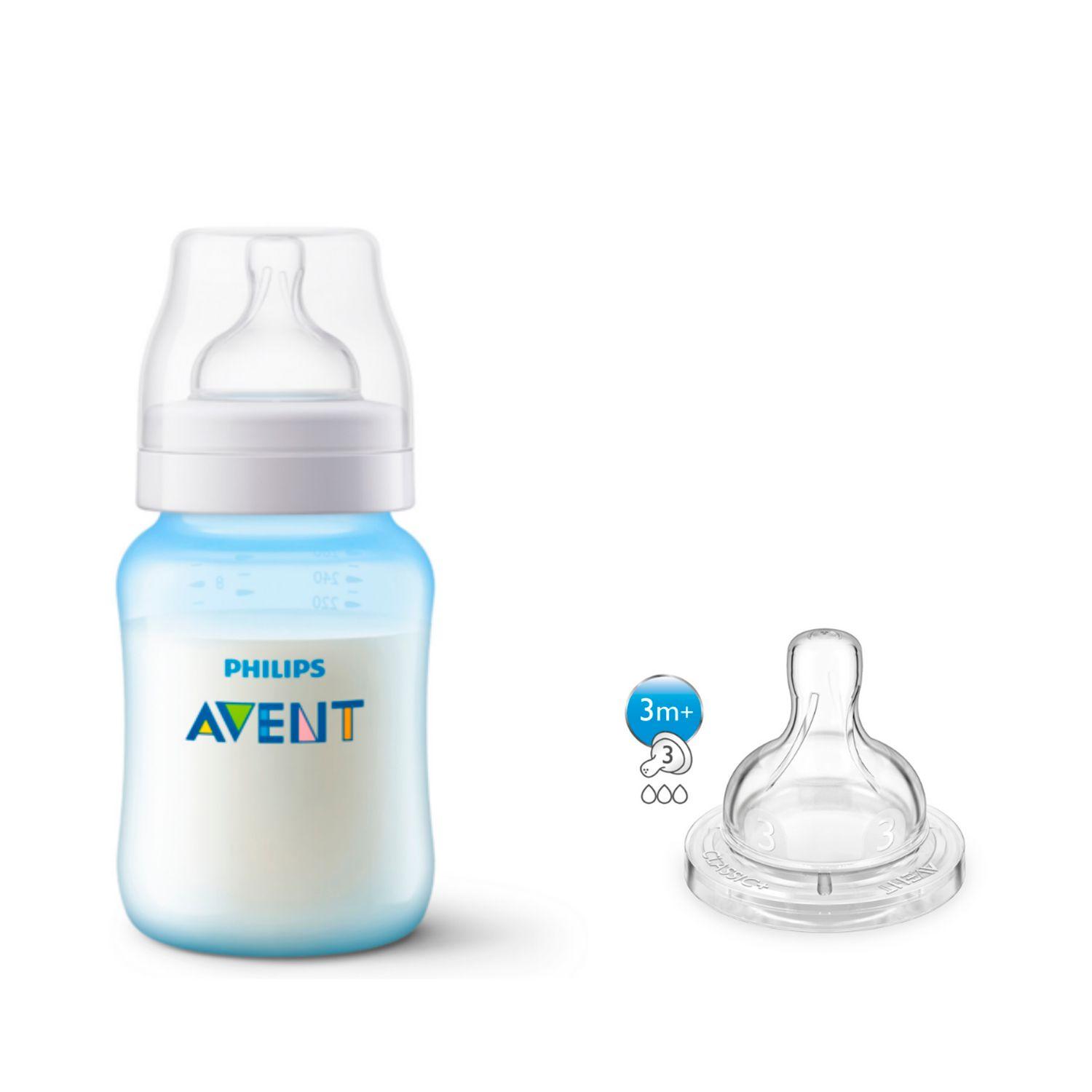 Set mamadera anticolicos azul 260ml + tetina SCD809/28 Avent-0
