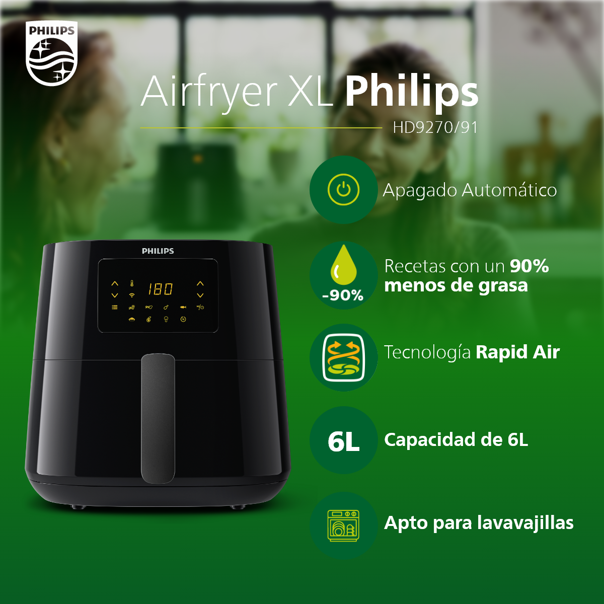 Freidora de Aire XL Philips HD9270/91 Rapid Air-5