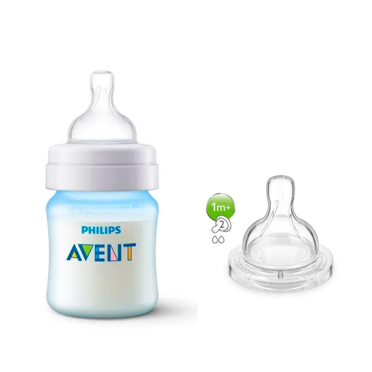 Set mamadera anticolicos azul 125ml + tetina SCD809/26 Avent-0