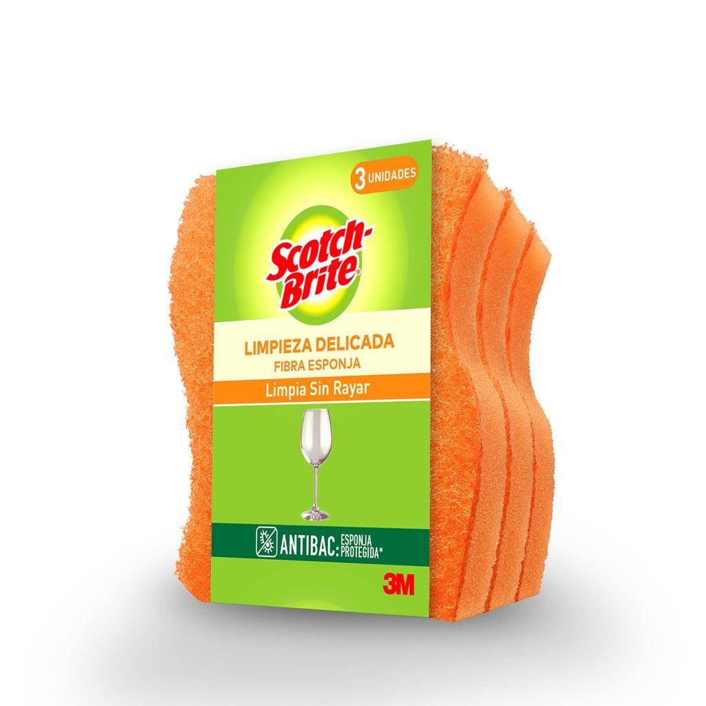 Pack 3 Esponjas De Fibra Scotch-brite Para Limpieza Delicada-0