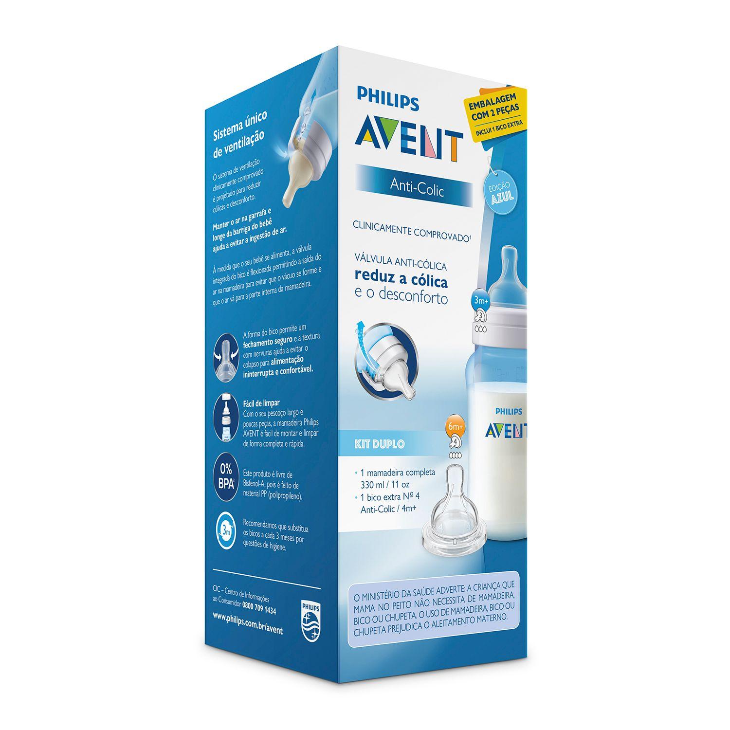 Set Mamadera Anticolicos Azul 330ml + Tetina Scd809/30 Avent-2