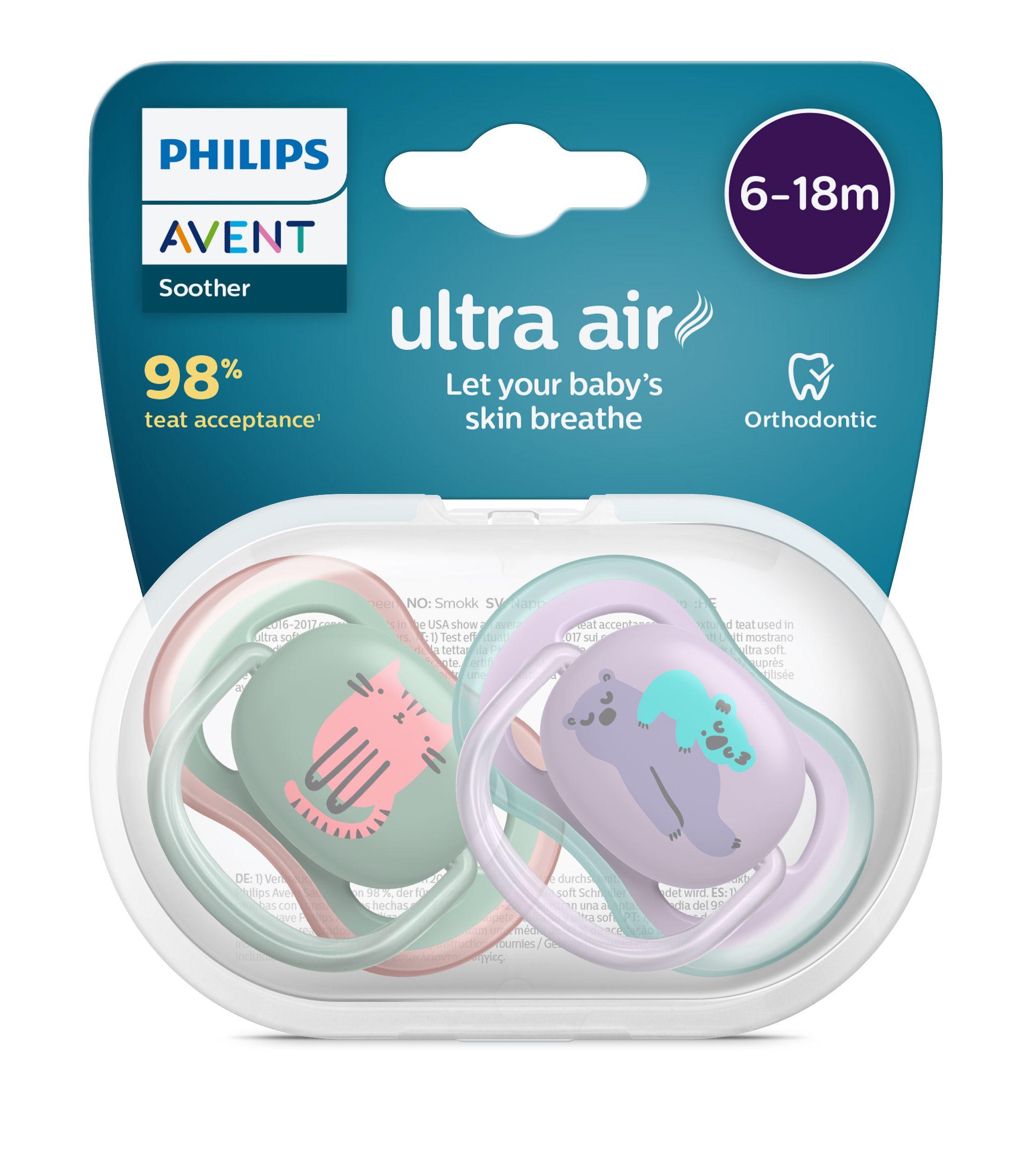 Chupete Avent Ultra Air 6-18 Gato/Koala deco x2 SCF085/18-5