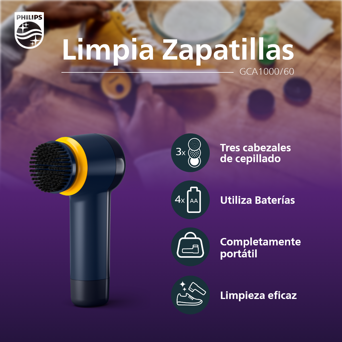 Limpia Zapatillas GCA1000/60 Portatil Philips-1
