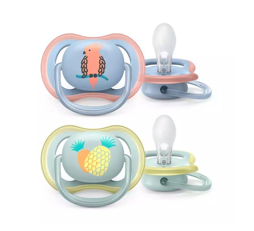 Chupete Avent Ultra Air 0-6m Piña/Loro x2 SCF085/12 Philips-0