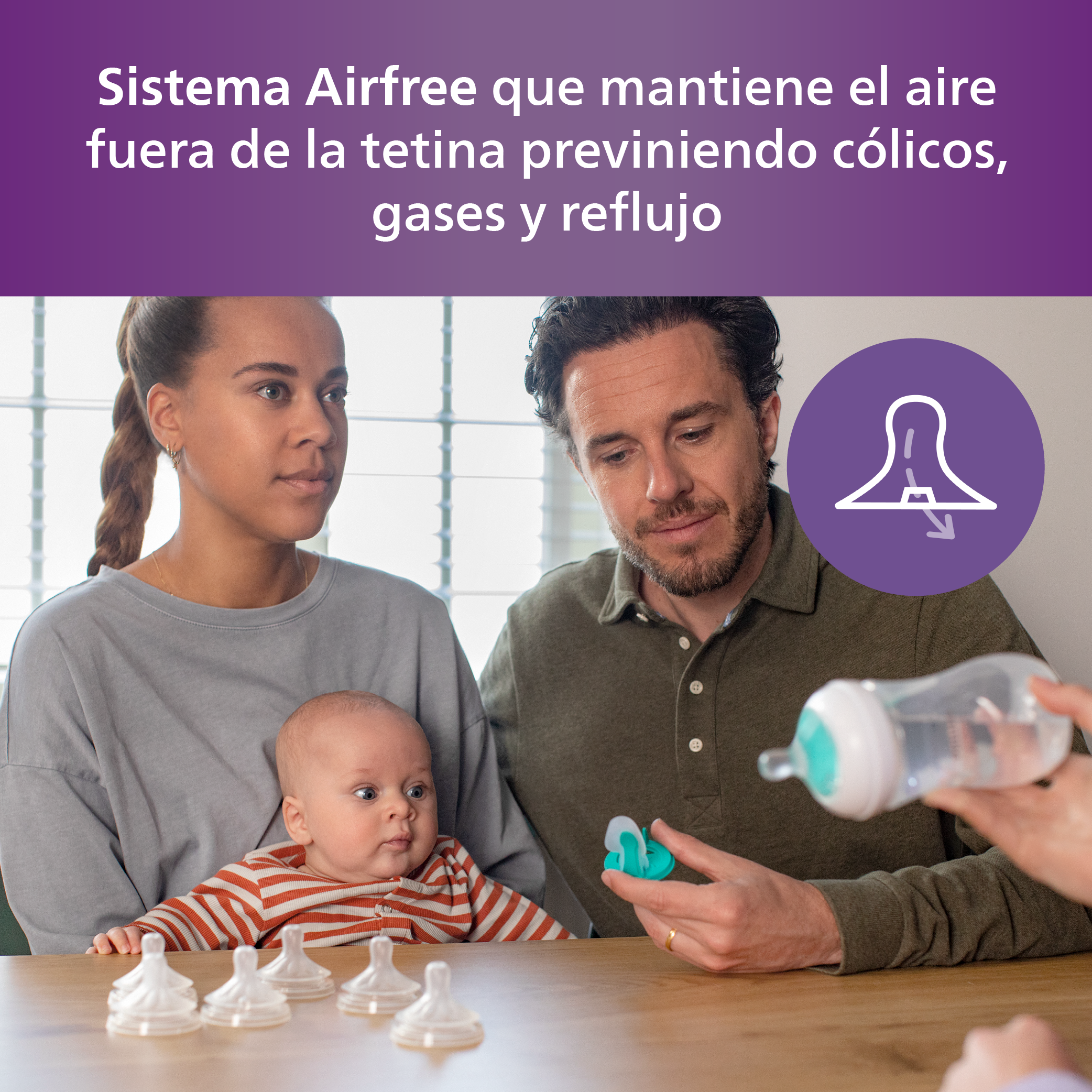 Mamadera Natural Response con abertura Airfree Avent SCY673/01 +1 m 260 ml-2