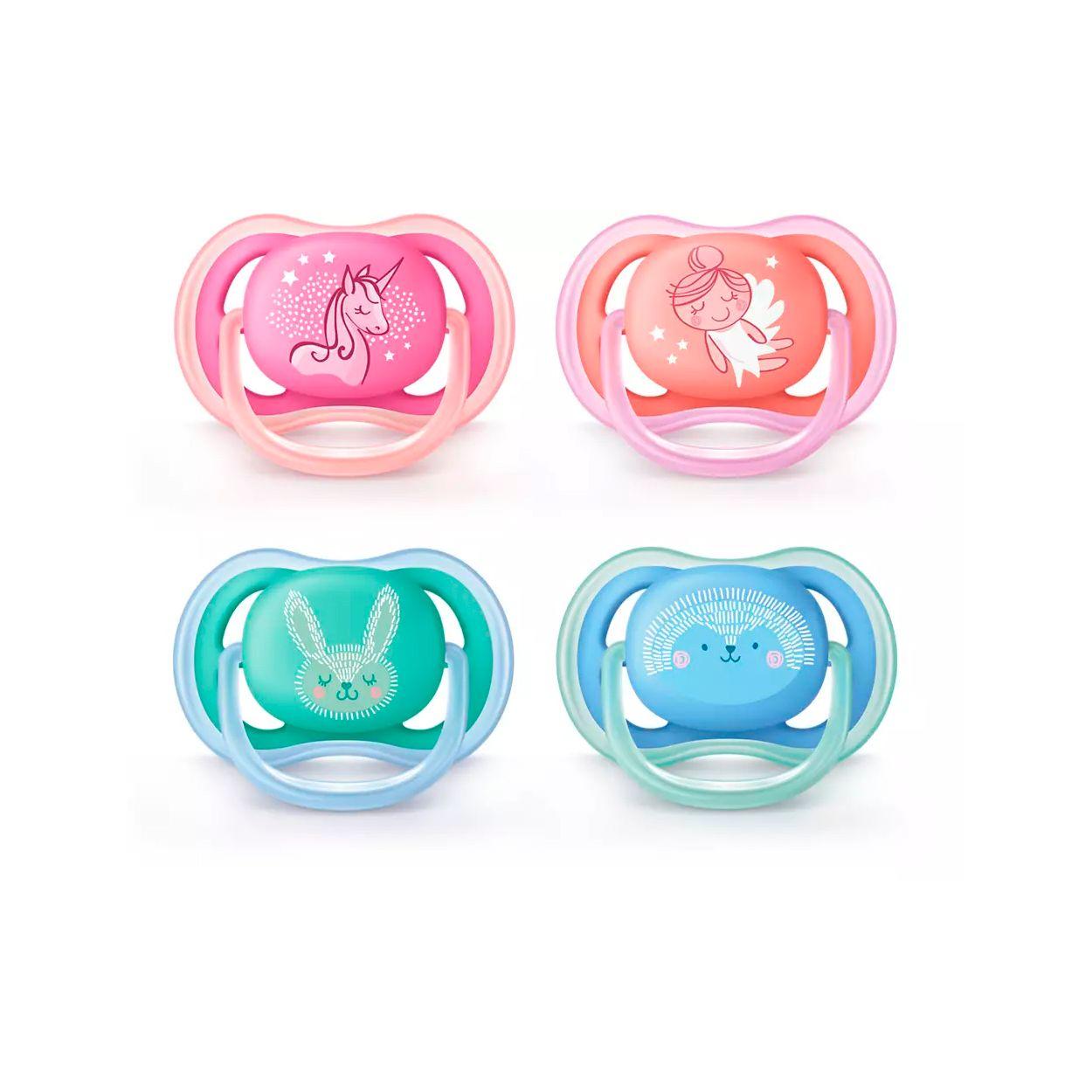 Chupete Ultra Air 6-18m Niño/Niña deco, x2 Avent SCF344/23-0