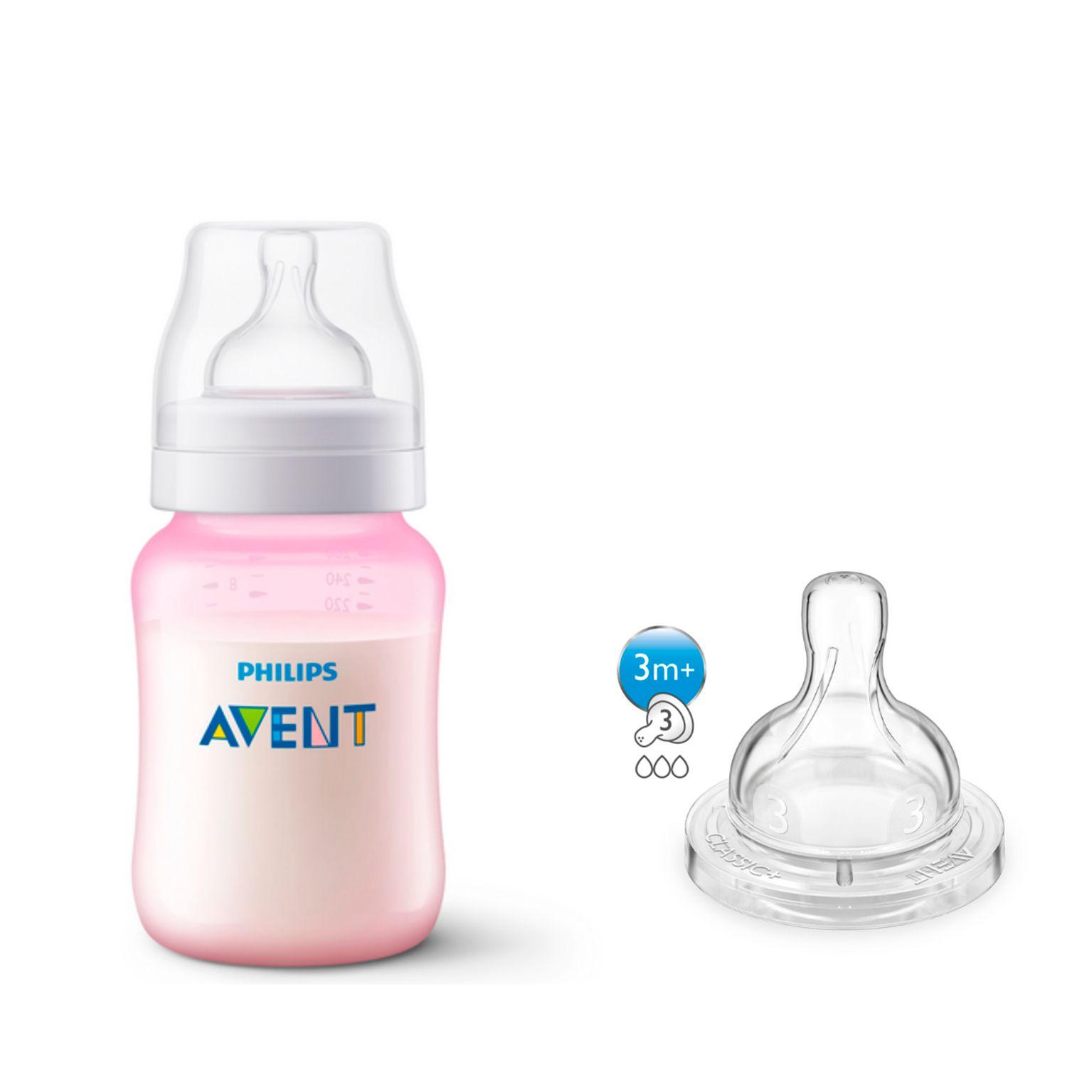 Set mamadera anticolicos rosa 260ml + tetina SCD809/27 Avent-0