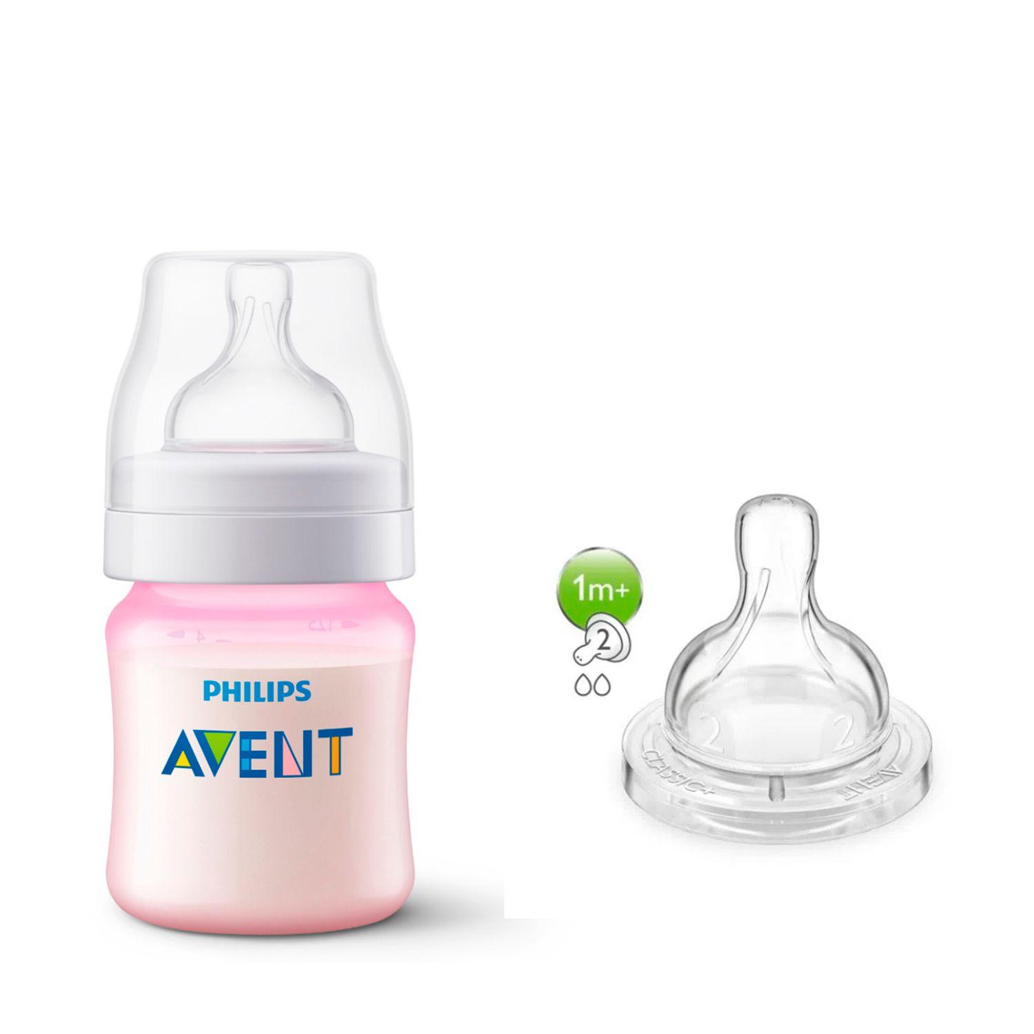 Set mamadera anticolicos rosa 125ml + tetina SCD809/24 Avent-0