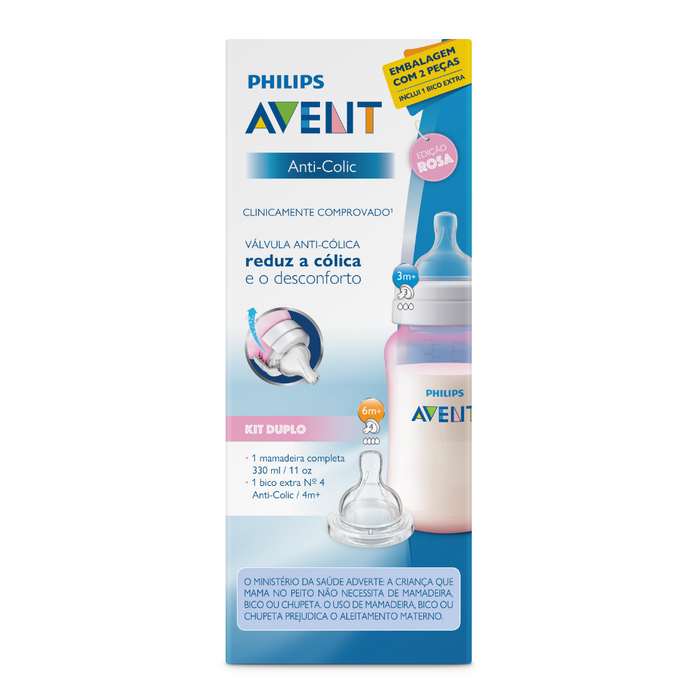 Set mamadera anticolicos rosa 330ml + tetina SCD809/29 Avent-1