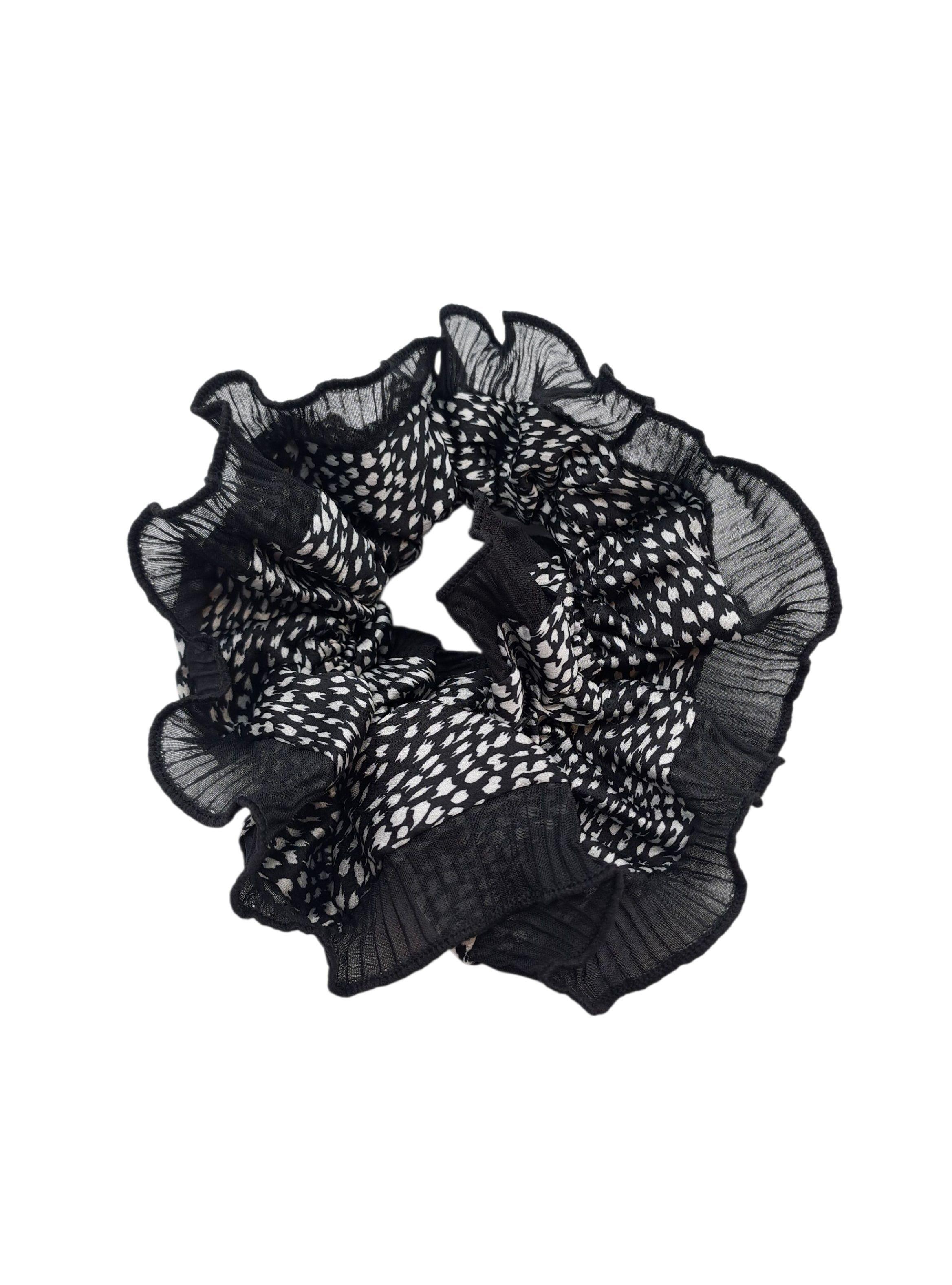 SCRUNCHIE XL RUMBA DOBLE COLET COLOR NEGRO TENDENCIA-2