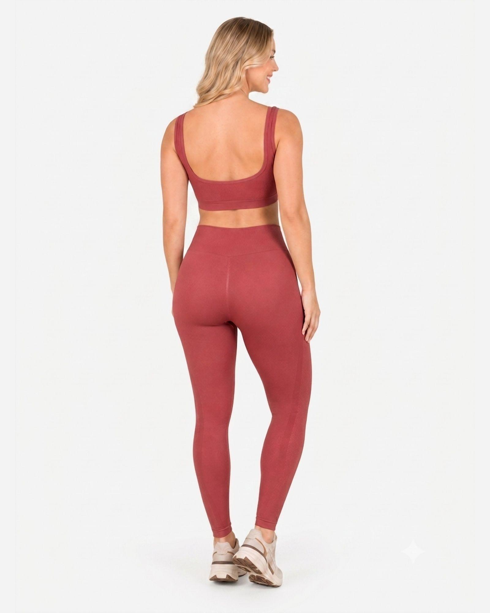 Ropa Deportiva Conjunto Mujer Seamless Rosa Viejo Pilates Yoga Gym-2