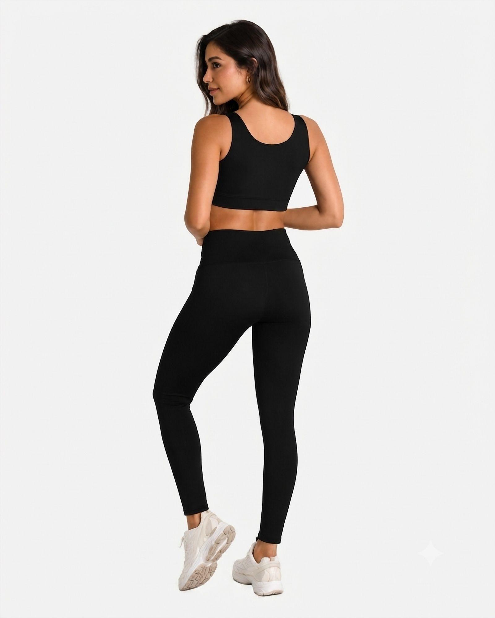 Ropa Deportiva Conjunto Mujer Leggings Negro Pilates Yoga Gym-2