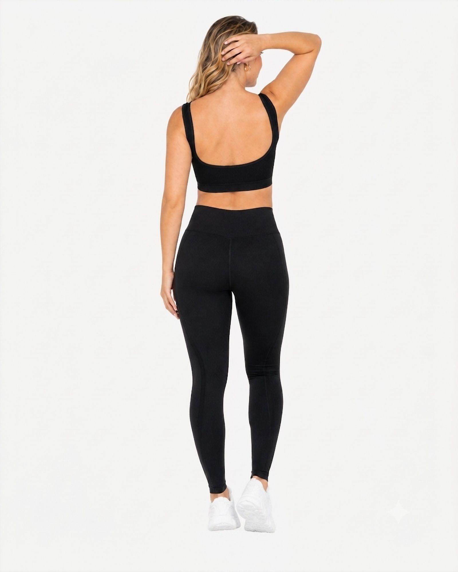 Ropa Deportiva Conjunto Mujer Seamless Negro Pilates Yoga Gym-2