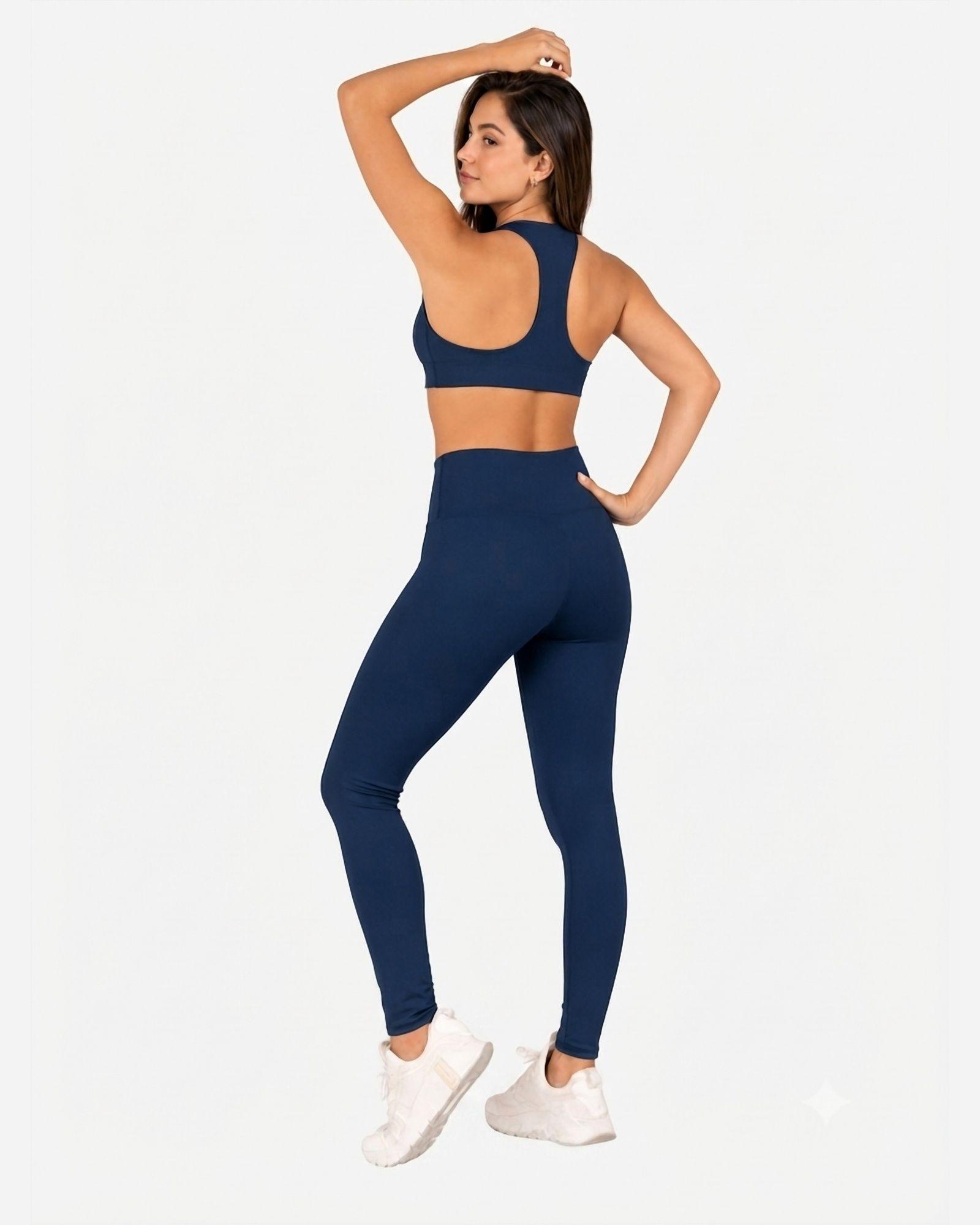 Ropa Deportiva Conjunto Mujer Slim Azul Petróleo Pilates Yoga Gym-2