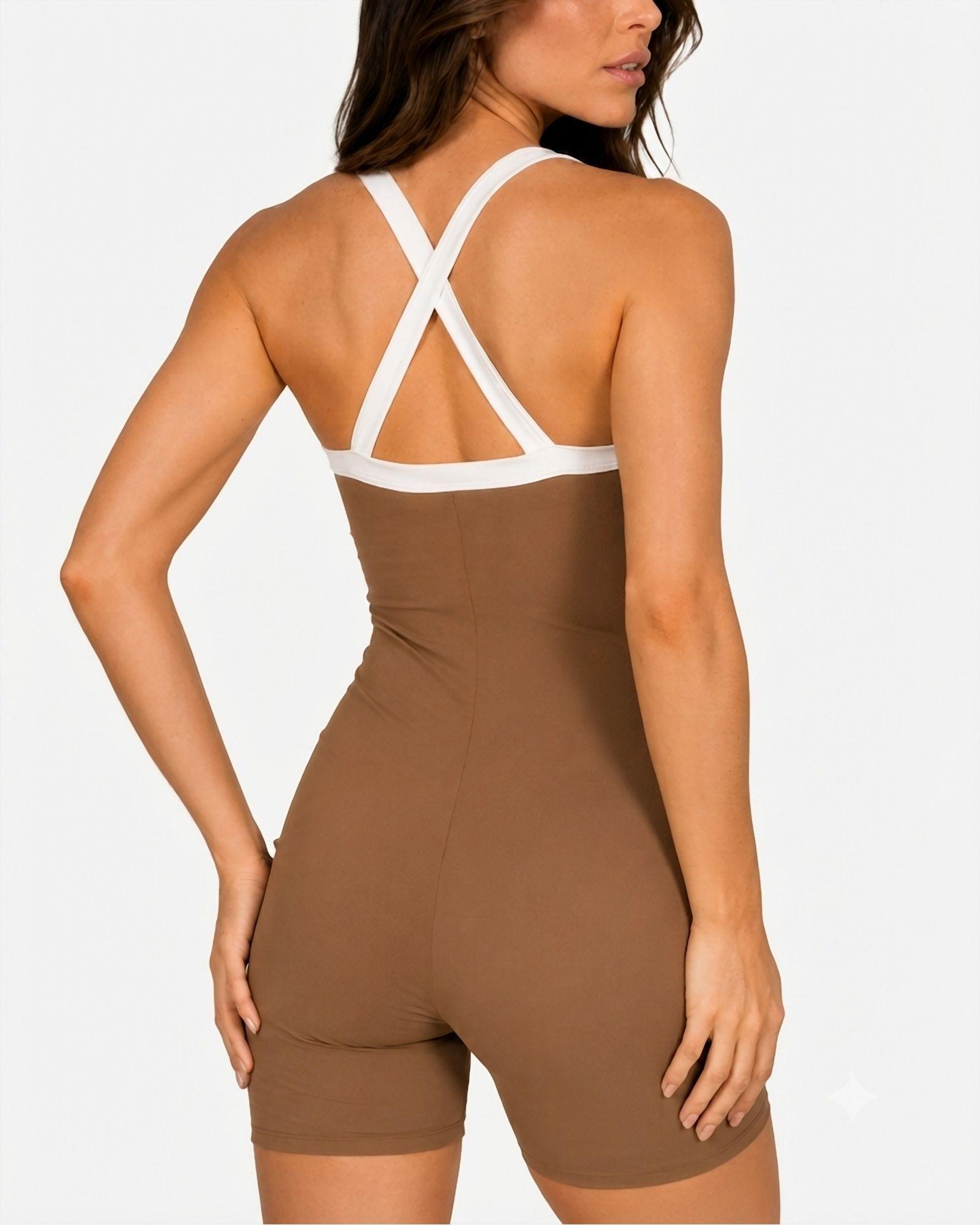Ropa Deportiva Conjunto Mujer Enterito Ocean Café Pilates Yoga Gym-4