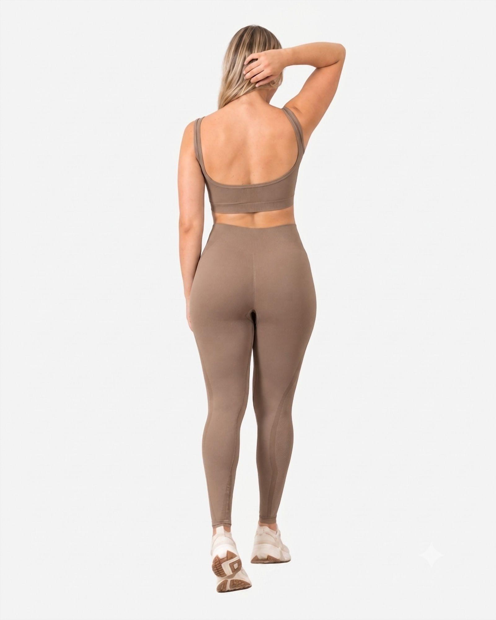 Ropa Deportiva Conjunto Mujer Seamless Cafe Claro Pilates Yoga Gym-2