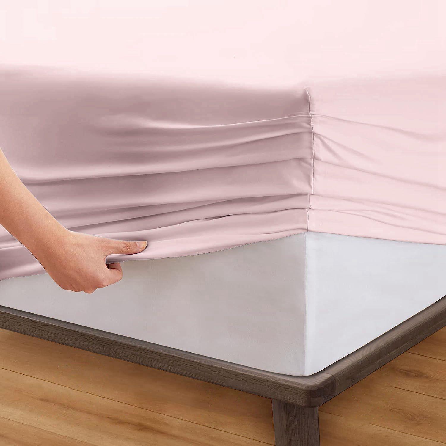 Sabanas Bajera Soft Ajustable 1800 Cama 2 Plazas Rosa-2